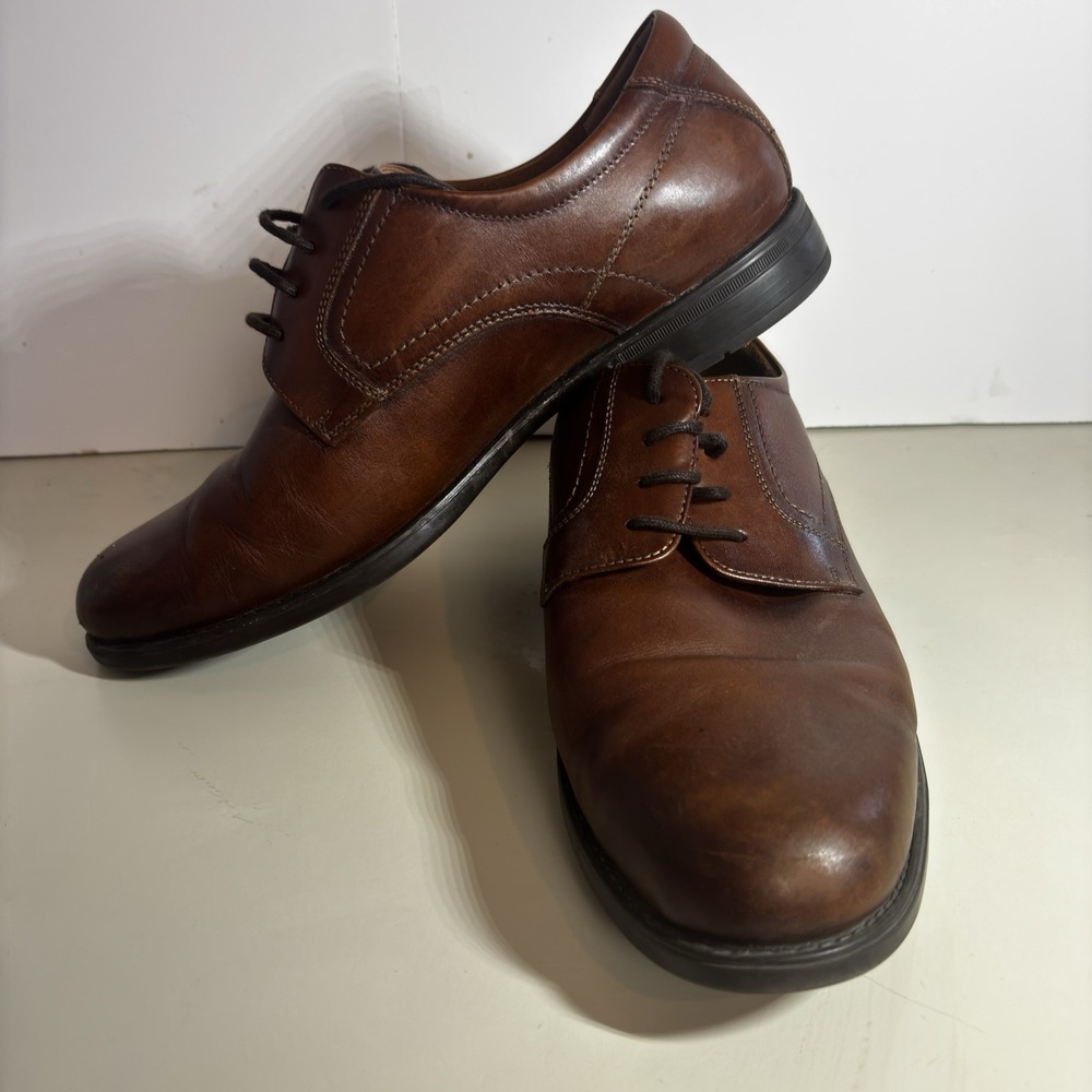 FLORSHEIM Midtown Mens 10 EEE Plain Toe Oxford Brown Comfortech Dress Shoes EUC